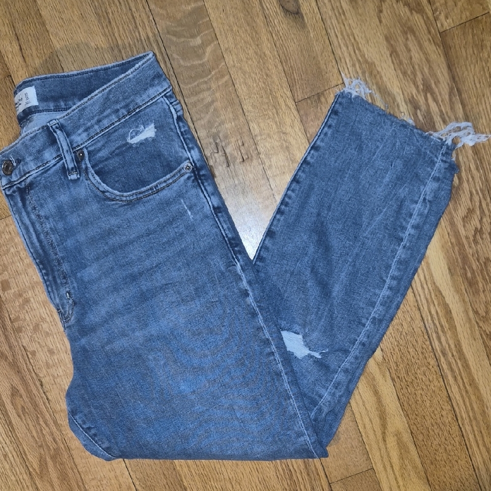 Abercrombie & Fitch Distressed Blue Ankle Jeans